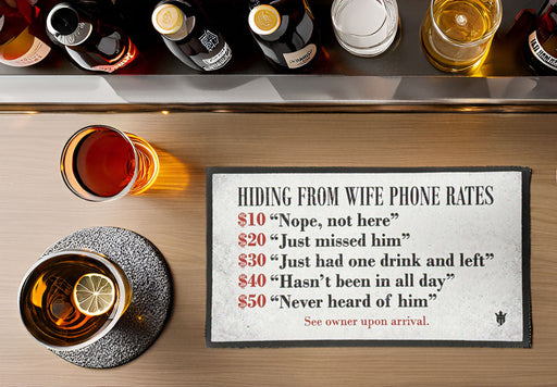 Matsmiths Hiding Friends Washable Bar Runner with Rubber Backing, Indoor Mat for Bars, Countertops, Tables, Man Caves, Non-Slip Funny Bar Mat, Washable Bar Runner, White, Black, Red, 9” x 16”