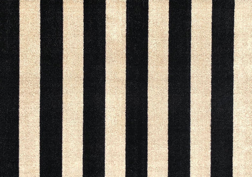 Black and Sand Farmhouse striped floor mat standard closeup