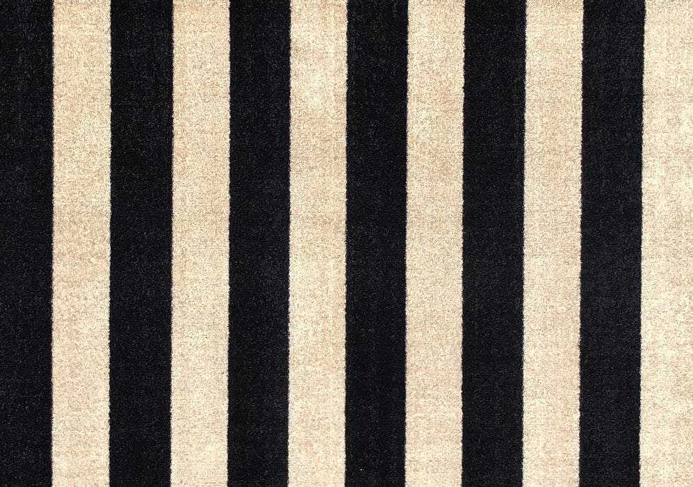 Black and Sand Farmhouse striped floor mat standard closeup