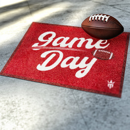 Matsmiths Game Day Washable Indoor Mat with Rubber Backing, Large Funny Door Mat for Entryways, Man Caves, Bar Areas, Basements, Non-Slip Area Rug and Mat, Washable Entryway Rug, Pet Friendly, Red, 28” x 20”
