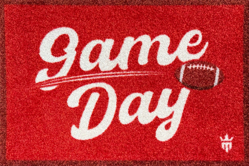 Matsmiths Game Day Washable Indoor Mat with Rubber Backing, Large Funny Door Mat for Entryways, Man Caves, Bar Areas, Basements, Non-Slip Area Rug and Mat, Washable Entryway Rug, Pet Friendly, Red, 28” x 20”