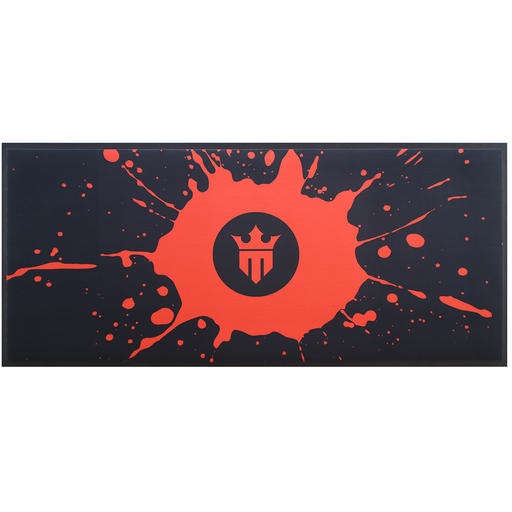 Matsmiths Gamer Keyboard and Mouse Mat, Washable Desk Mat with Non-Slip Rubber Backing, Smooth Polyester Surface for Pixel-Perfect Aim, Durable and Stain-Resistant Keyboard and Mouse Pad, Protects Desks from Spills and Scratches, Black and Red, 15” x 35”