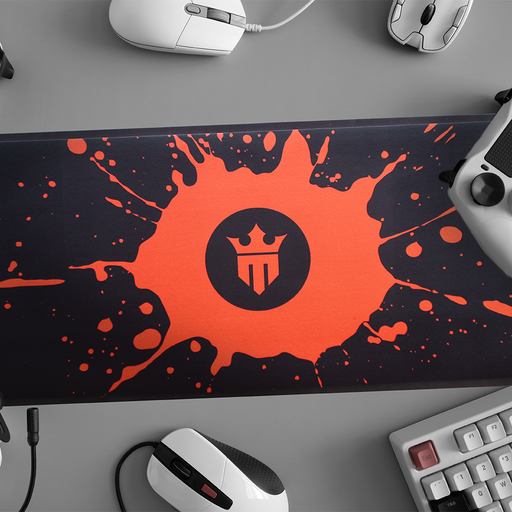 Matsmiths Gamer Keyboard and Mouse Mat, Washable Desk Mat with Non-Slip Rubber Backing, Smooth Polyester Surface for Pixel-Perfect Aim, Durable and Stain-Resistant Keyboard and Mouse Pad, Protects Desks from Spills and Scratches, Black and Red, 15” x 35”