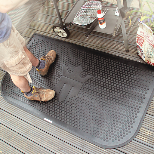 Matsmiths BBQ Grill Floor Mat, Durable Rubber Mat with Slip-Resistant Backing, Protects Decks and Patios from Food Debris, Oils, and Grease, Anti-Fatigue and All-Weather Safe for Outdoor Grilling, Patio Decking, Workspace Protection, Black, 33” x 59”