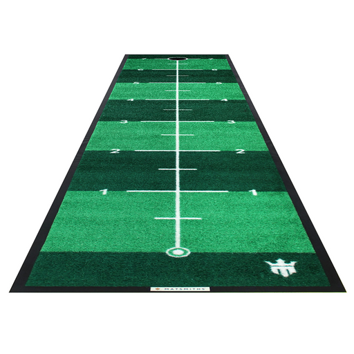 Matsmiths Green Golf Putting Mat Pro Putter, Washable Indoor/Outdoor Practice Mat with Simulated Putting Green Surface, Measured Segments for Precision Putting, Non-Slip Backing, Durable Nylon Carpet, Medium Pace, Green, 19” x 94”