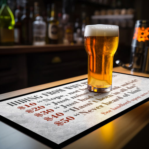 Matsmiths Hiding Friends Washable Bar Runner with Rubber Backing, Indoor Mat for Bars, Countertops, Tables, Man Caves, Non-Slip Funny Bar Mat, Washable Bar Runner, White, Black, Red, 9” x 16”