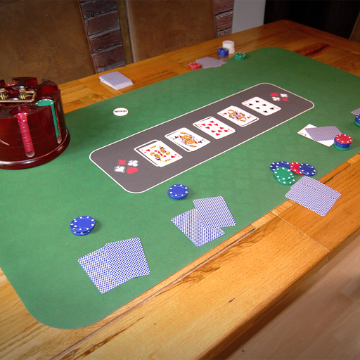 Matsmiths Poker Pro Table Topper Mat, Washable Casino-Style Gaming Mat with Smooth Felt Surface and Rubber Backing, Non-Slip Poker Table Cover for Kitchen Tables, Game Tables, Pub Tables, Stain-Resistant, Black with Betting Zone Design, 24” x 47”
