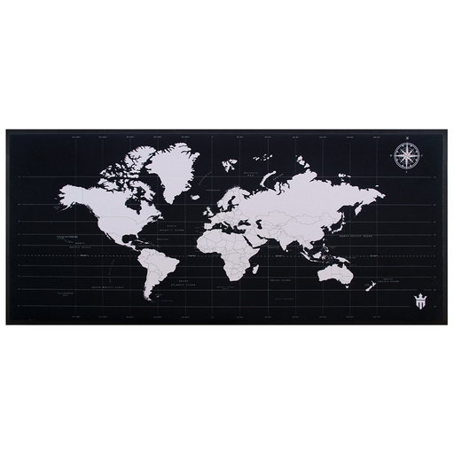 Matsmiths World Map Desk-Top Mat, Washable Desk Mat with Non-Slip Rubber Backing, Smooth Polyester Surface for Pixel-Perfect Aim, Durable and Stain-Resistant Keyboard and Mouse Pad, Protects Desks from Spills and Scratches, Black and Red, 15” x 35”