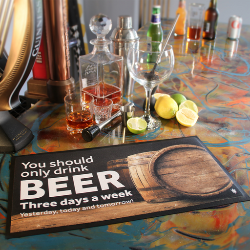 Beer Motto Mat in use