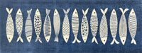 Matsmiths Fish Tango Floor Mats Washable Indoor Mat with Rubber Backing, Large Door Mat for Entryway, Workshops, Man Caves, Bars, Non-Slip Area Rug and Mat, Washable Entryway Rug, Pet Friendly, Kid Friendly, Navy, Cream, 27.5"x75"